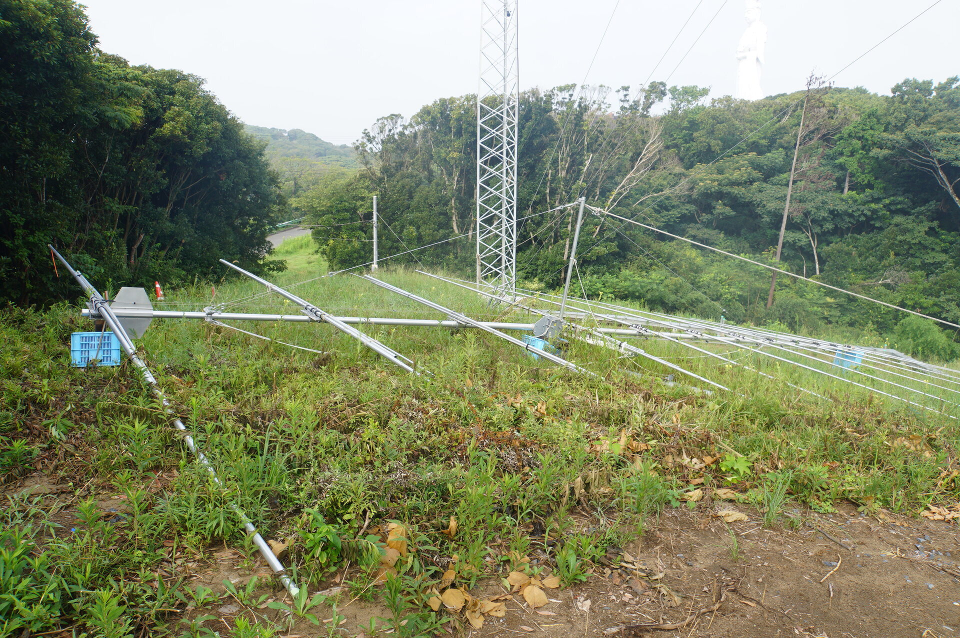A further twelve-element log-periodic assembled on the ground below the towers. Its intended use is unknown.